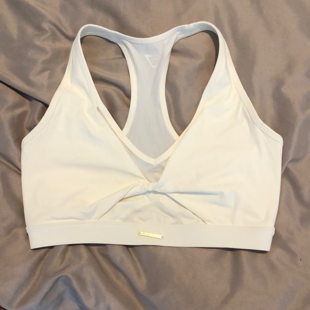 Whitney Simmons x Gymshark white sports bra